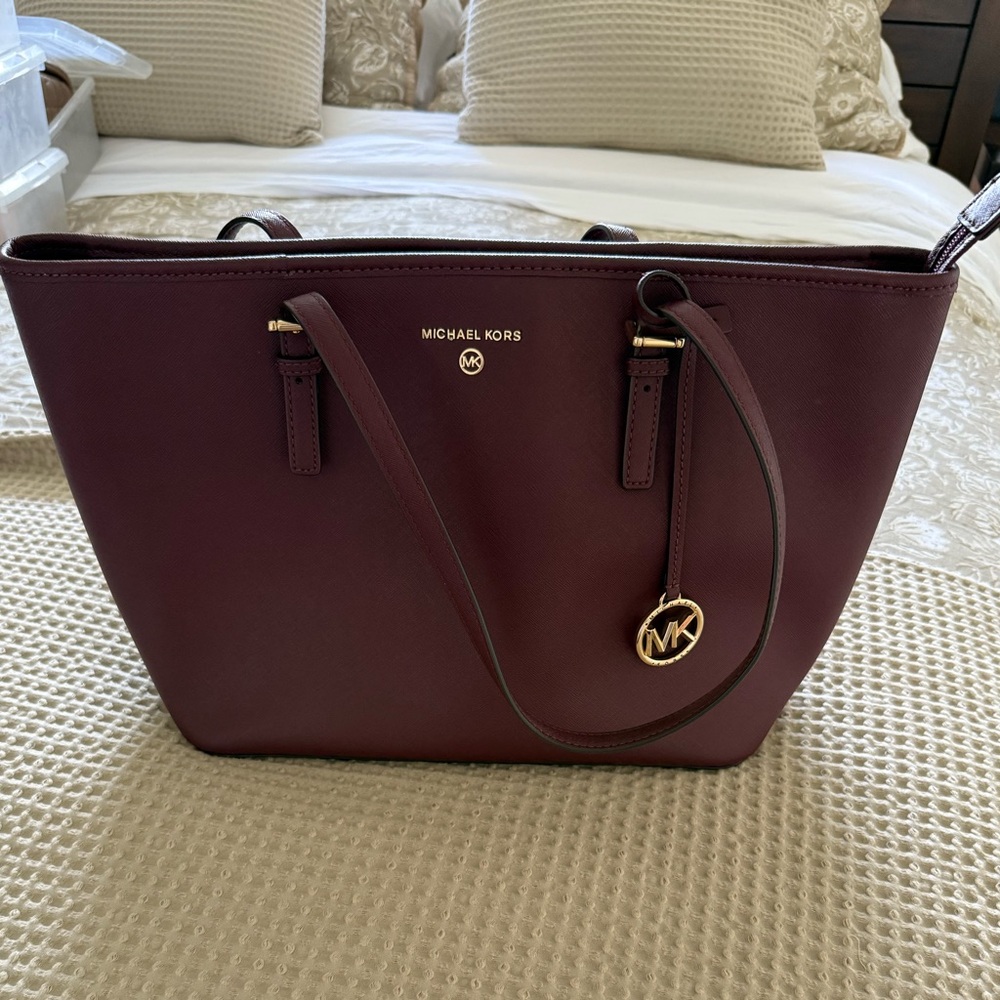 Michael Kors Burgandy Tote Bag